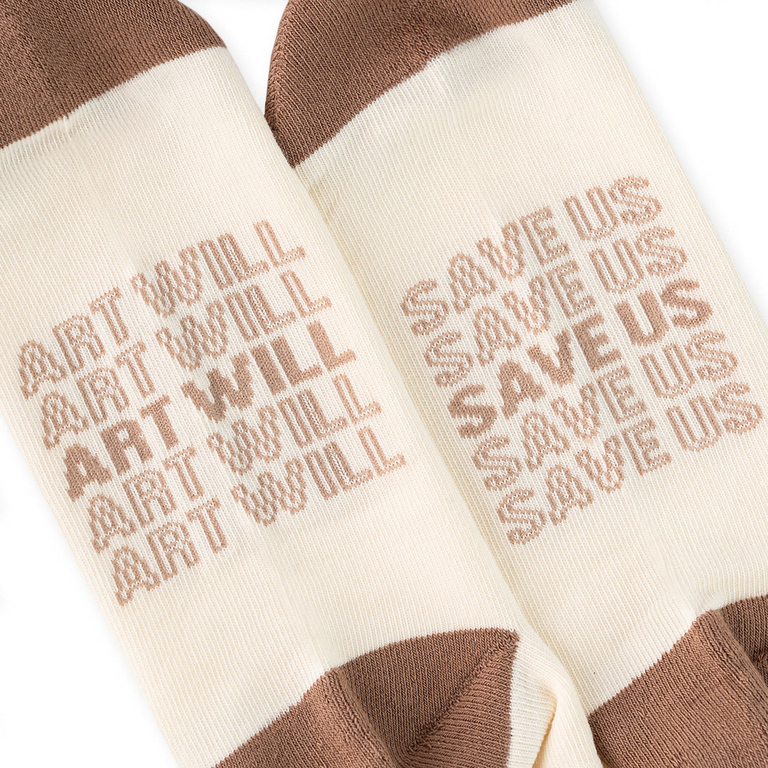 Jüdiz stockings with embroidered detail in ecru and brown