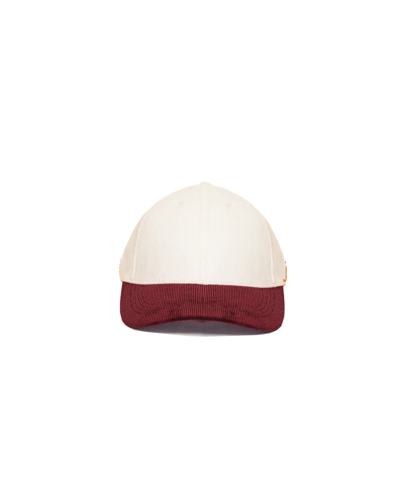 Jüdiz Corduroy Cap in white and burgundy