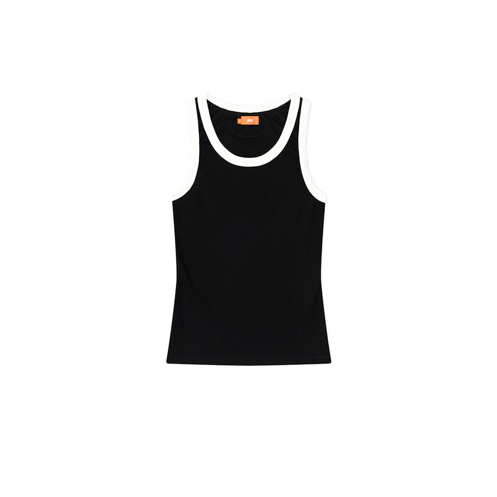 TANK TOP BÁSICA JÜDIZ PARA MUJER NEGRA BORDADO MARFIL