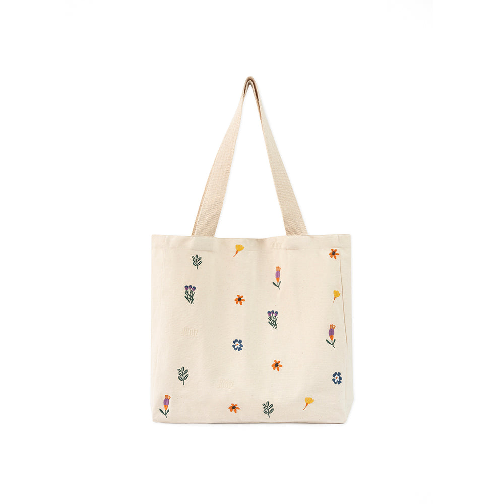 TOTE BAG MEDIANA MINIPRINT FLORES BORDADAS