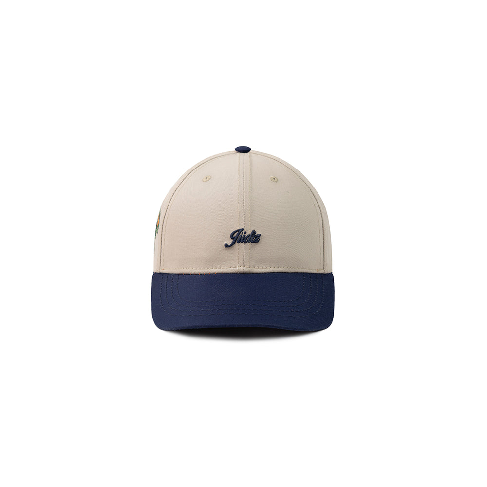 GORRA DRILL BORDADA BEIGE Y AZUL
