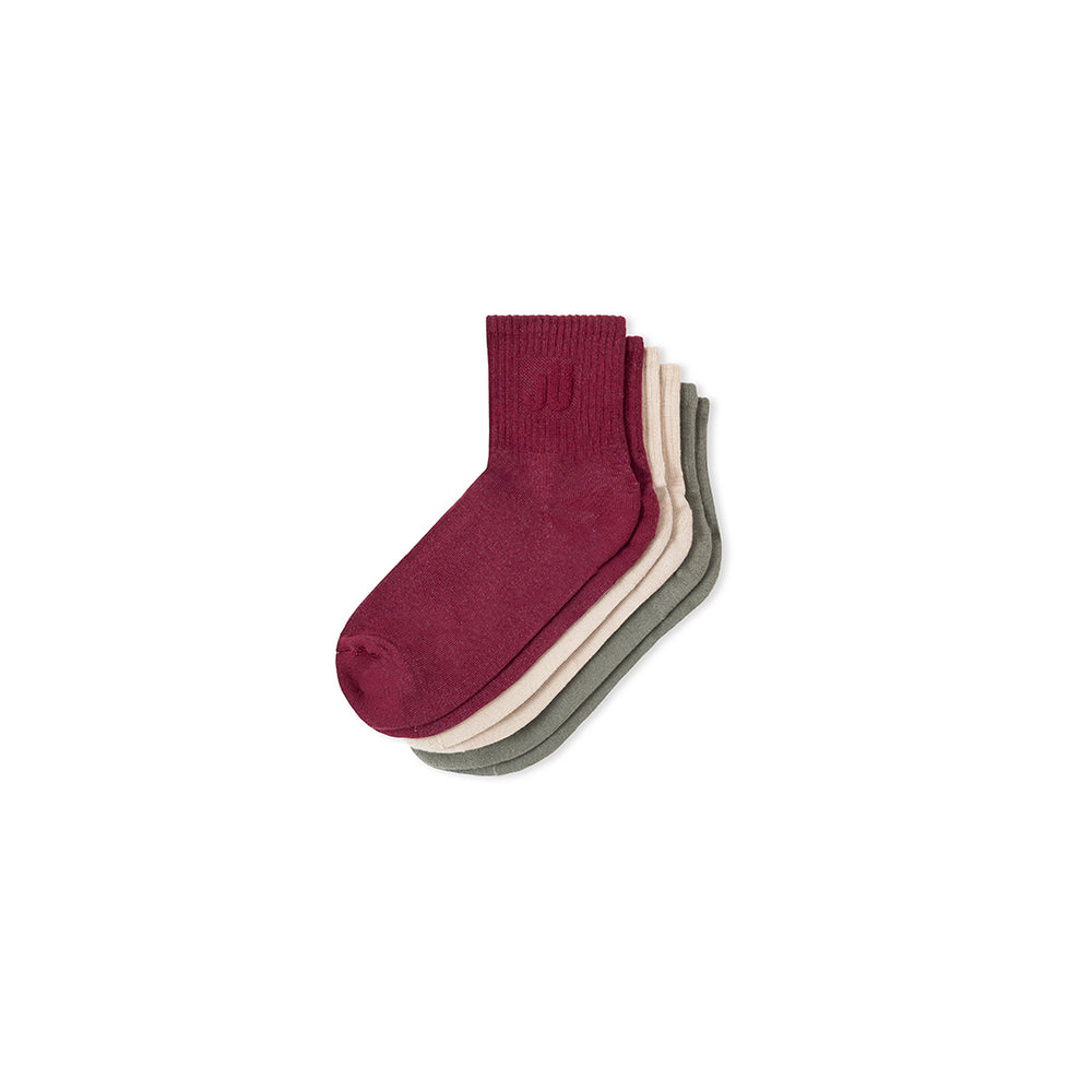 TRIPACK MEDIAS TOBILLERAS VERDE, BEIGE Y VINOTINTO