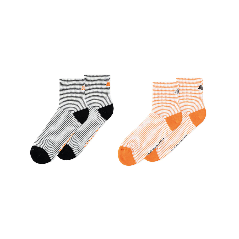 PACK MEDIAS TOBILLERAS RAYAS NEGRA Y NARANJA