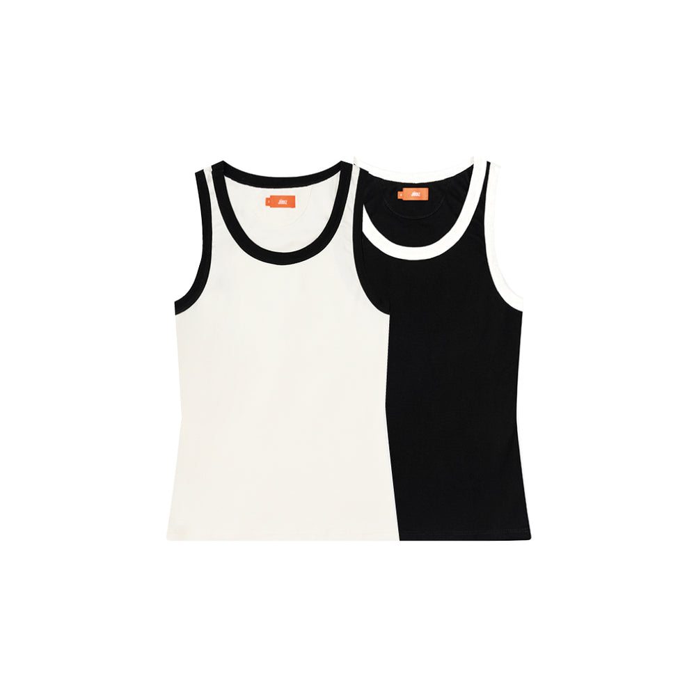 DUOPACK TANK TOP BÁSICA PARA MUJER NEGRO Y MARFIL CONTRASTE