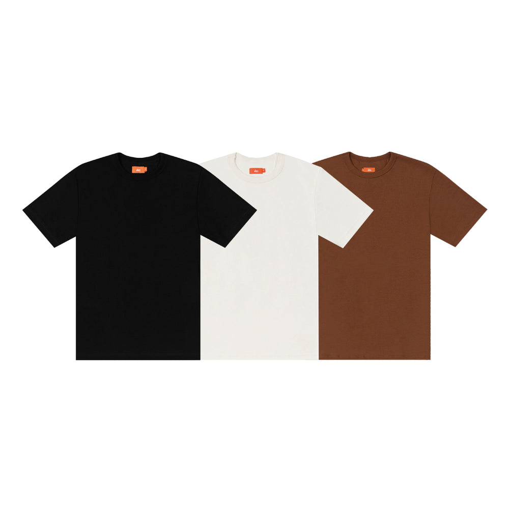 TRIPACK CAMISETAS BÁSICAS PARA MUJER NEGRO, MARFIL Y CAFÉ