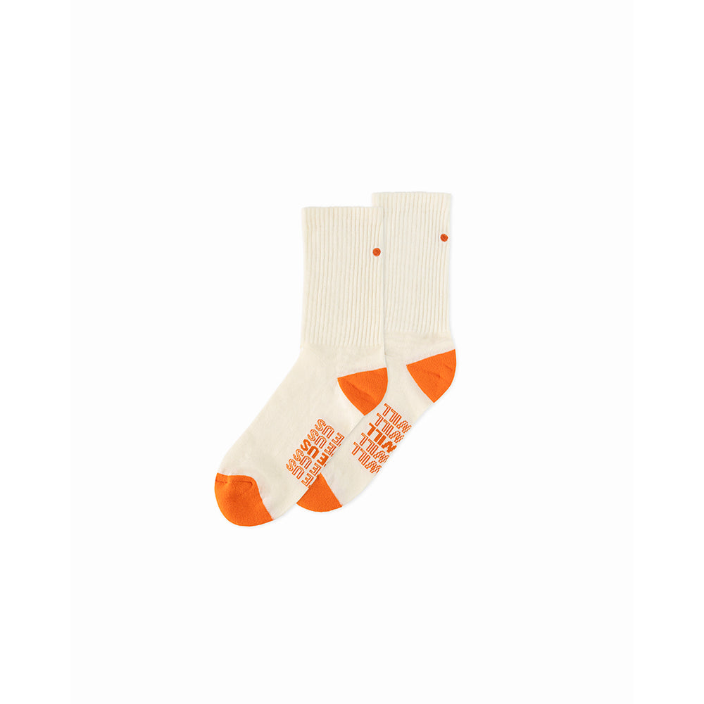 Jüdiz stockings with embroidered detail in ecru and orange