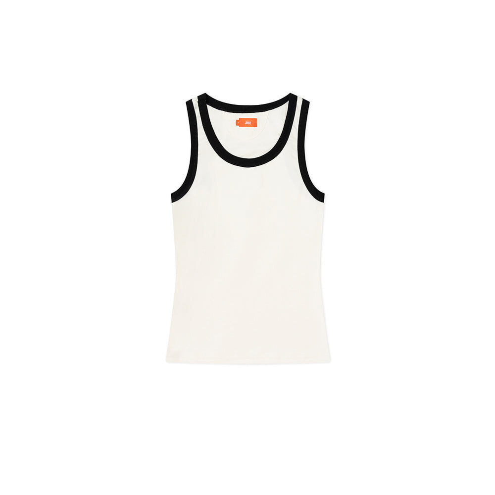 TANK TOP BÁSICA JÜDIZ PARA MUJER MARFIL BORDADO NEGRO