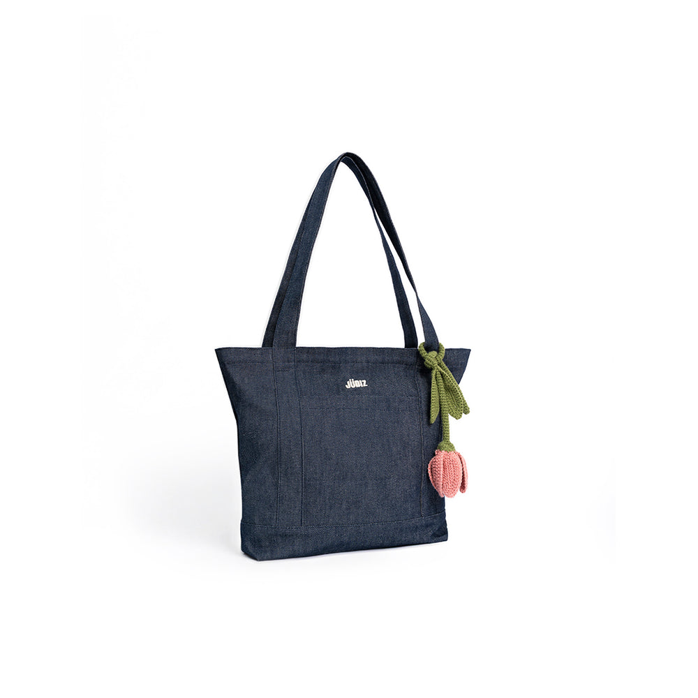 TOTE BAG GRANDE DENIM FLOR CROCHET