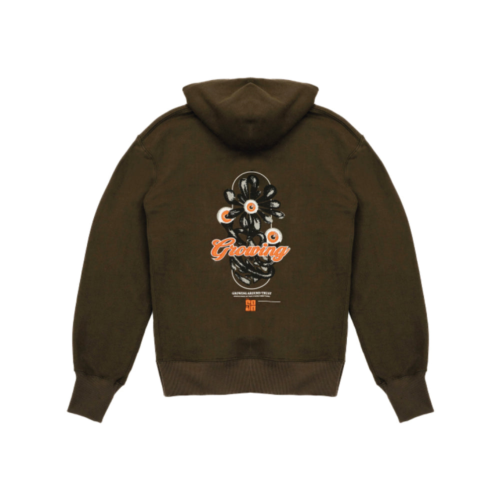 HOODIE CAFÉ ILUSTRADO BORDADO COLLAB JÜDIZ x EL COJO