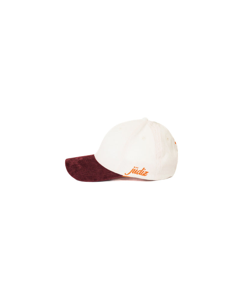 Jüdiz Corduroy Cap in white and burgundy